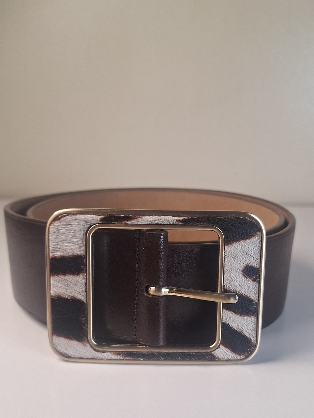 Anne Taylor Vintage Ponyhair Zebra/Animal Statement Print Belt Size M